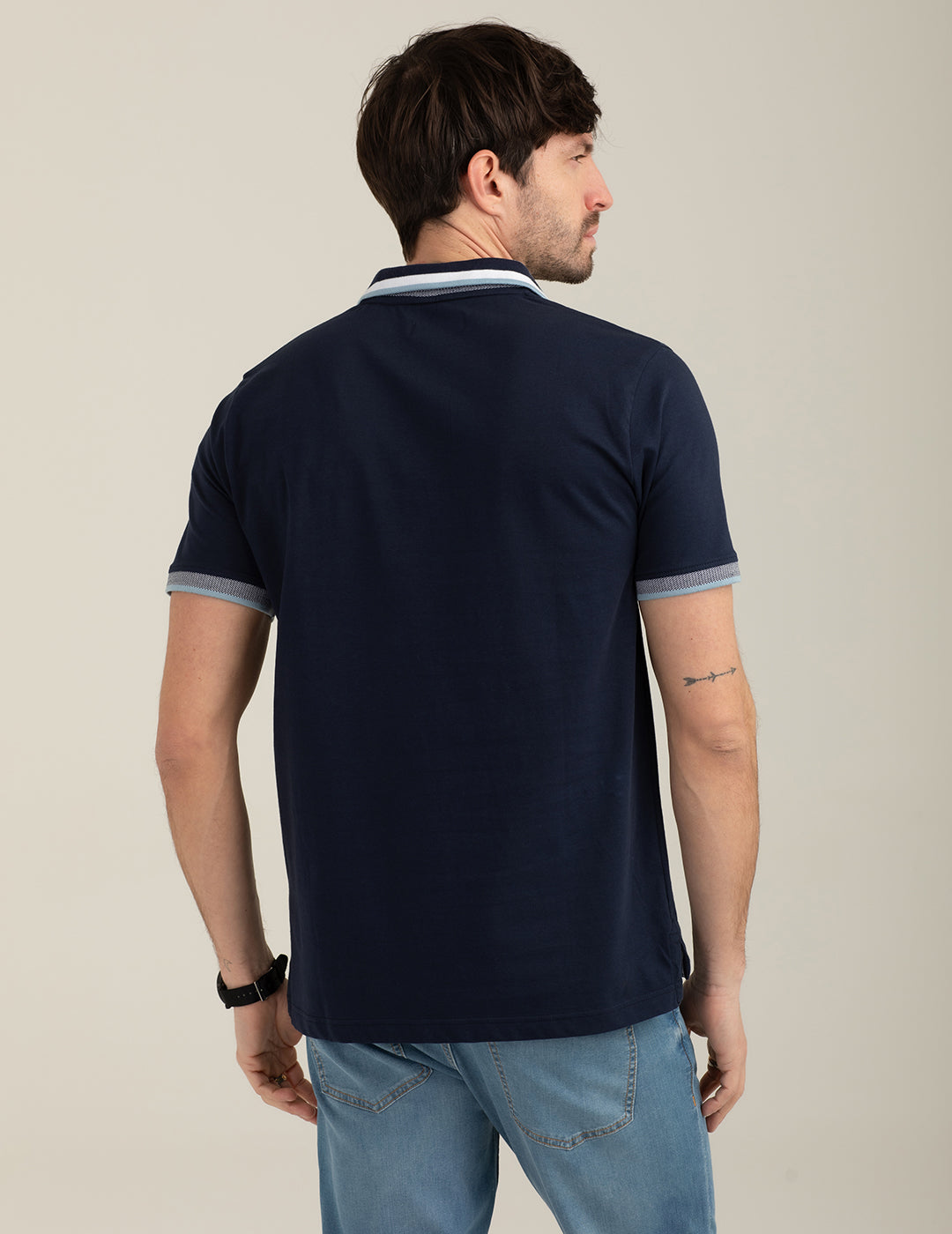 Short-Sleeve Polo with Zip man blue fm26s14qu cc-a0601 Short-Sleeve Polo with Zip