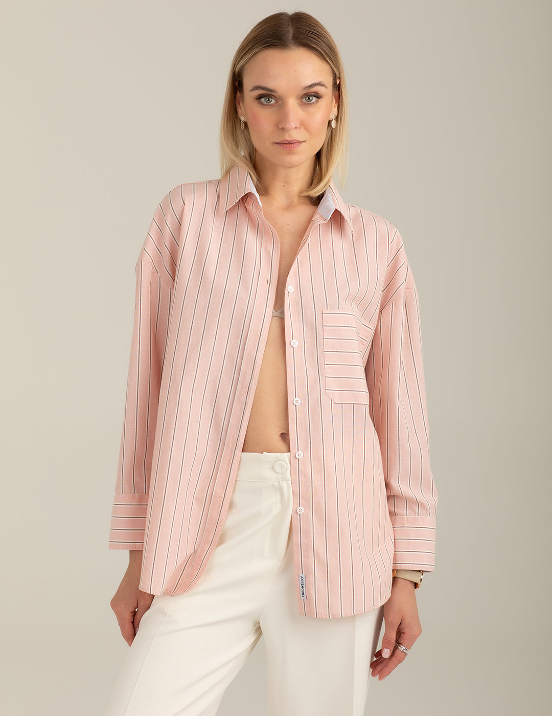 Long-Sleeve Striped Shirt woman pink fw26s15ct cc-a0406 Long-Sleeve Striped Shirt
