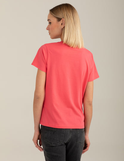 Crew-Neck T-Shirt with Graphic and Rhinestones