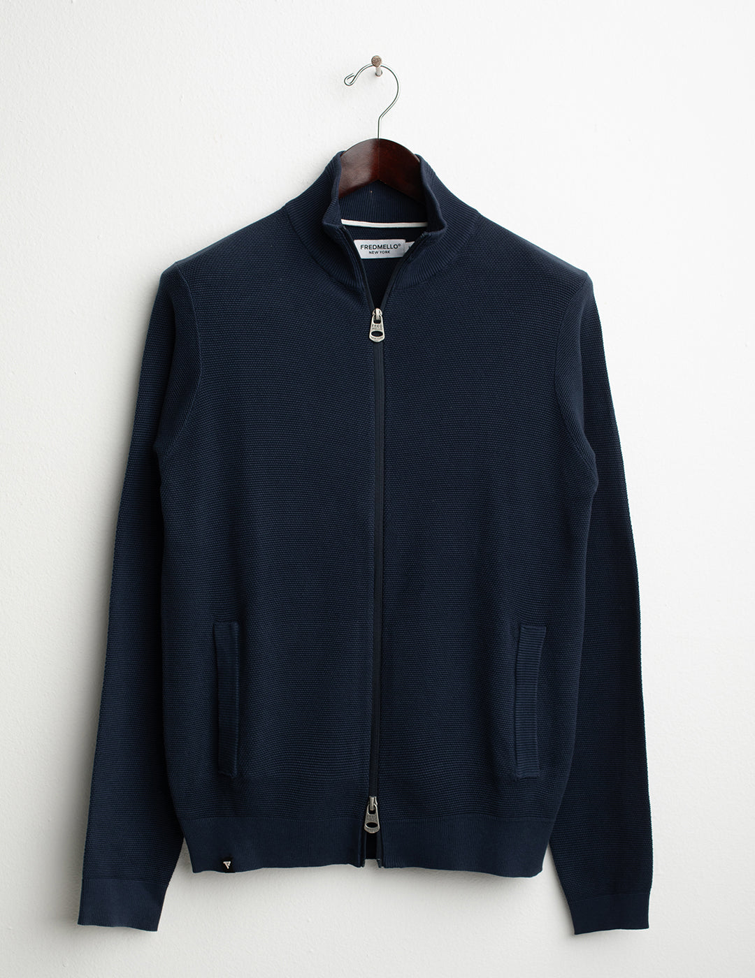 Maglia full zip in punto piquet uomo blue fm26s03mz cc-a0601 Maglia full zip in punto piquet