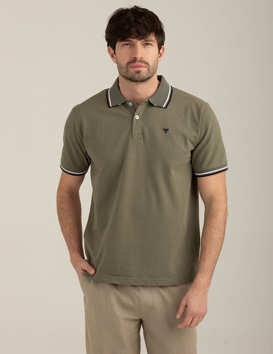 Stretch Piqué Polo Shirt man army fm26s07qu cc-a0804