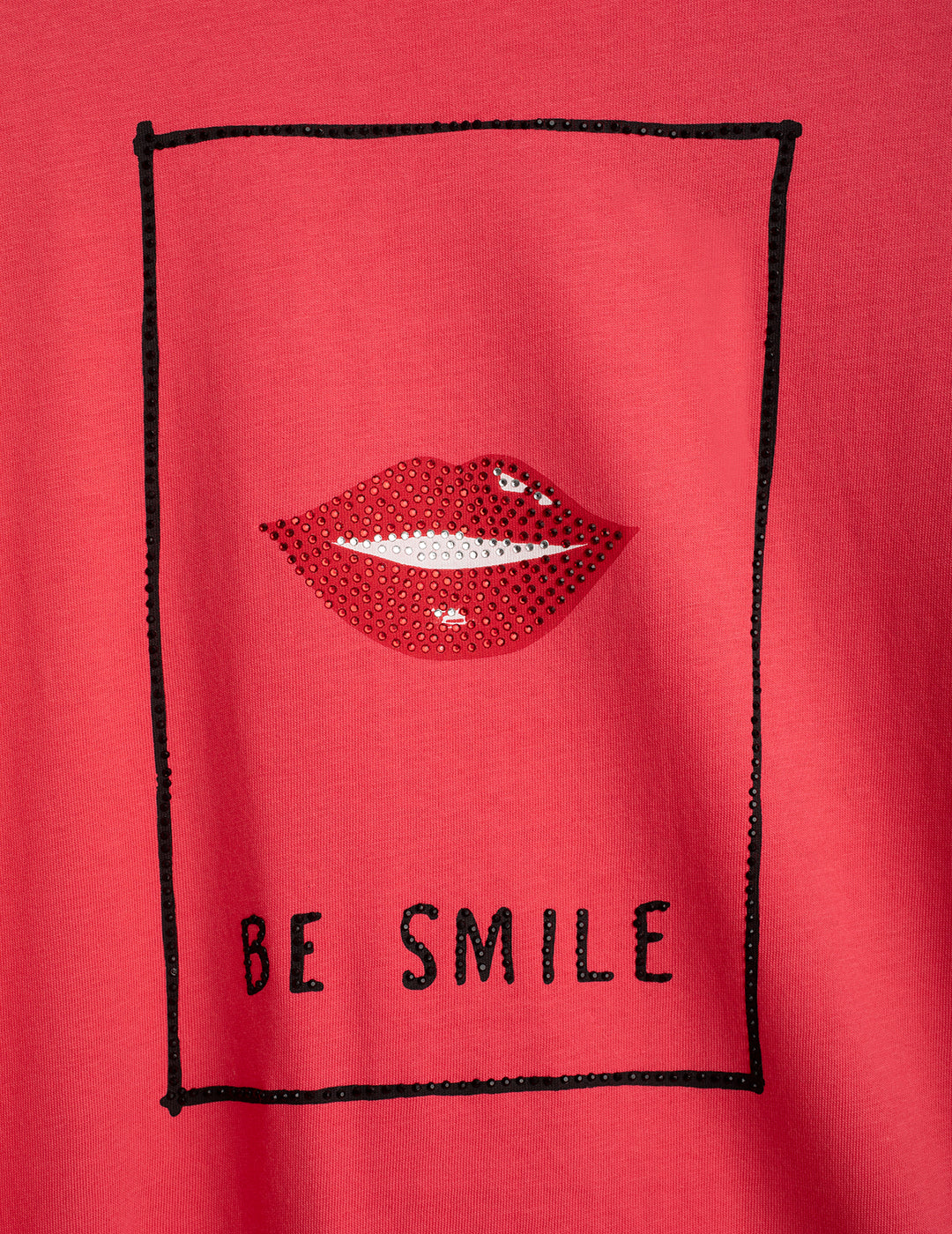 Crew-Neck T-Shirt with Graphic and Rhinestones woman coral fw26s03tg cc-a0202 Crew-Neck T-Shirt with Graphic and Rhinestones