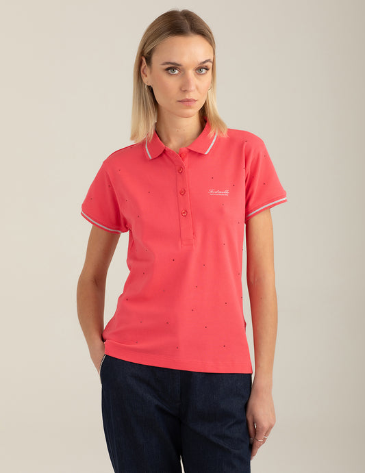 Polo a manica corta con dettagli luminosi donna coral fw26s01qu cc-a0202