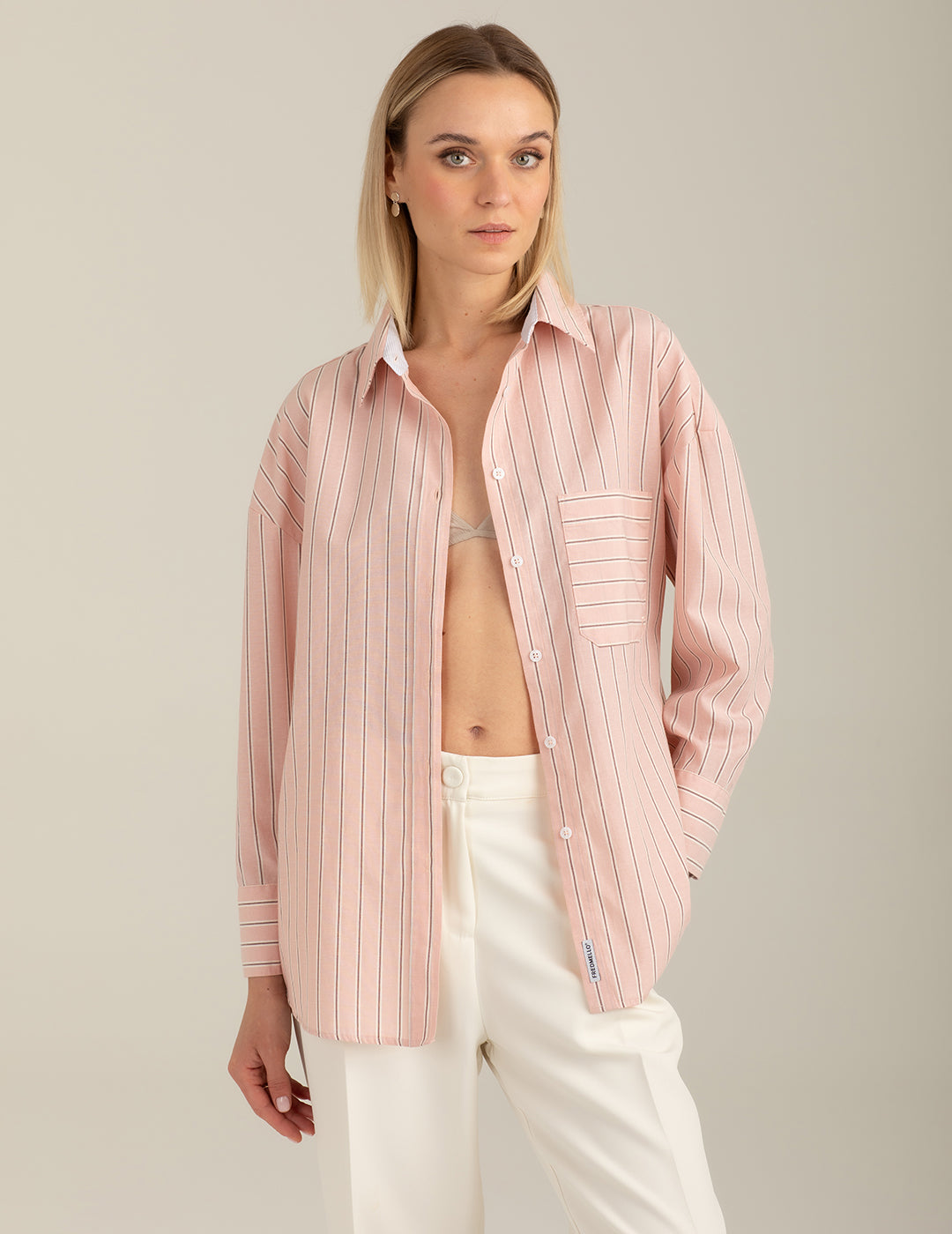 Long-Sleeve Striped Shirt woman pink fw26s15ct cc-a0406 Long-Sleeve Striped Shirt