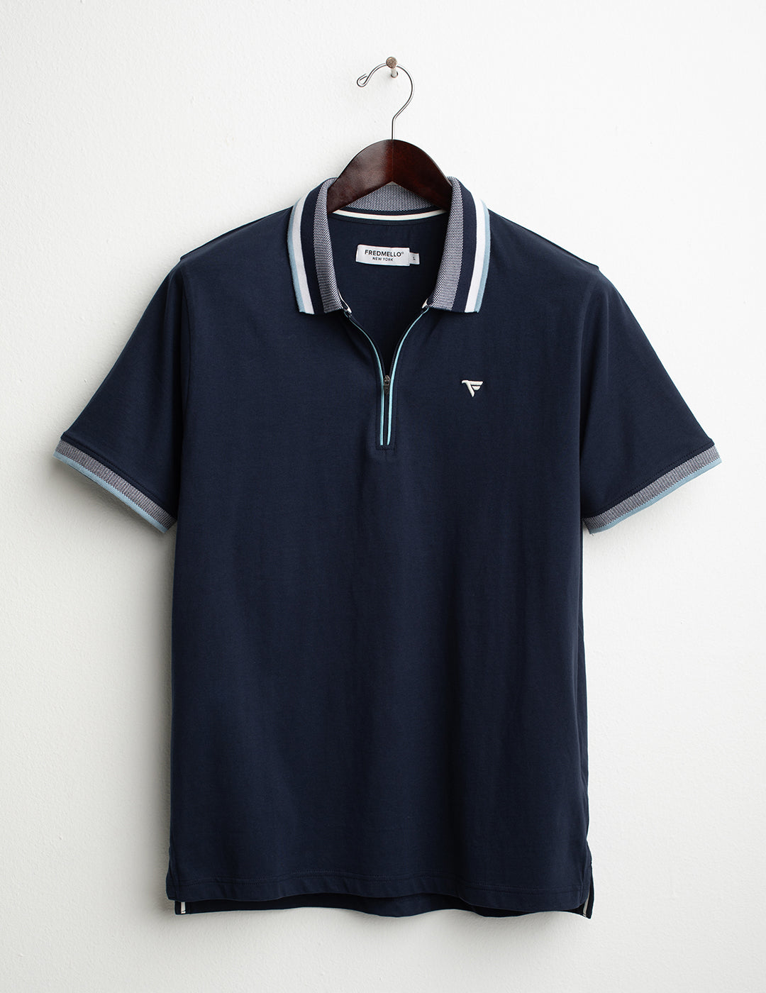 Short-Sleeve Polo with Zip man blue fm26s14qu cc-a0601 Short-Sleeve Polo with Zip