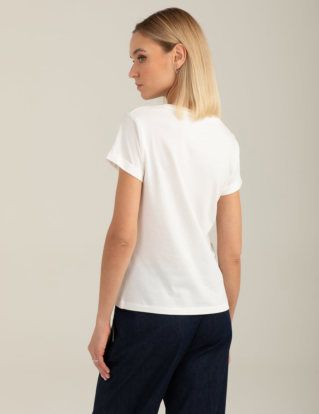 Crew Neck T-Shirt with Graphic and Embellishments woman off white fw26s12tg cc-a0002 Crew Neck T-Shirt with Graphic and Embellishments