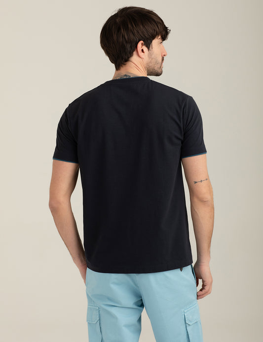 T-shirt girocollo con dettagli a contrasto - back - 002