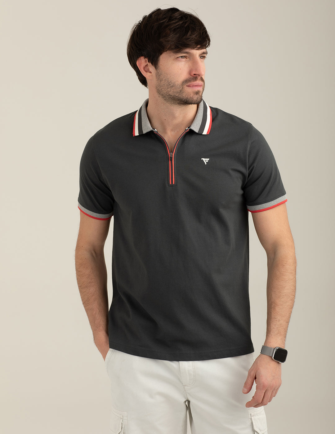 Short-Sleeve Polo with Zip man air force fm26s14qu cc-a0802 Short-Sleeve Polo with Zip