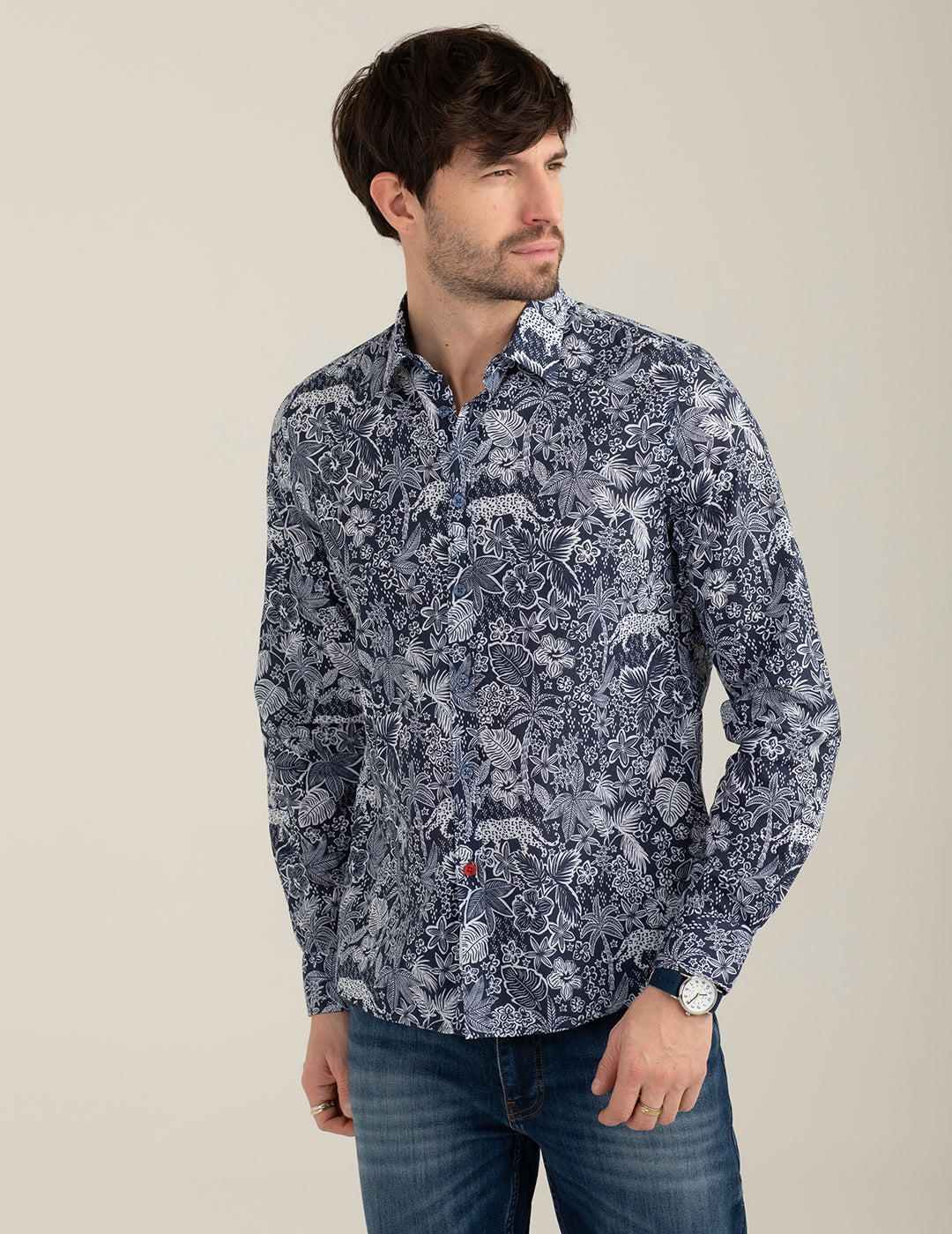 Camicia in voilé stampato uomo blue fm26s07cs cc-a0601 Camicia in voilé stampato
