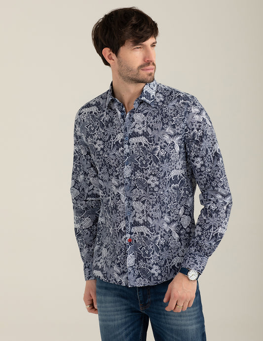 Camicia in voilé stampato uomo blue fm26s07cs cc-a0601