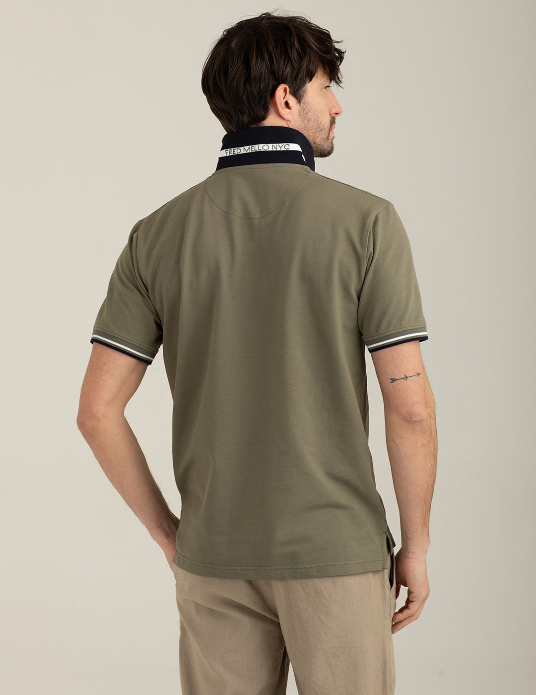 Polo in piquet stretch uomo army fm26s07qu cc-a0804 Polo in piquet stretch