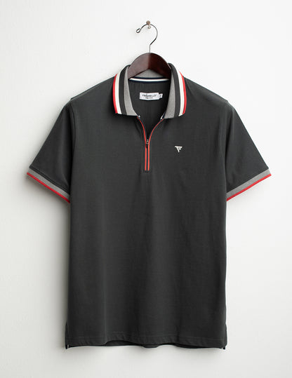 Short-Sleeve Polo with Zip