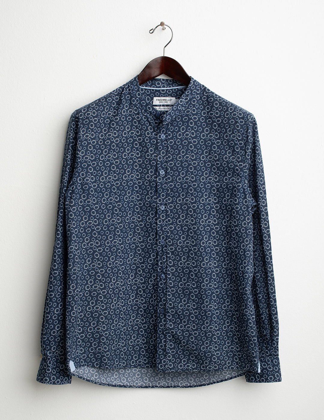Camicia coreana in voilé stampato uomo blue fm26s08cs cc-a0601 Camicia coreana in voilé stampato