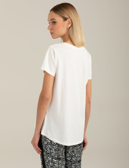 T-shirt girocollo con ricamo e perline - back - 002
