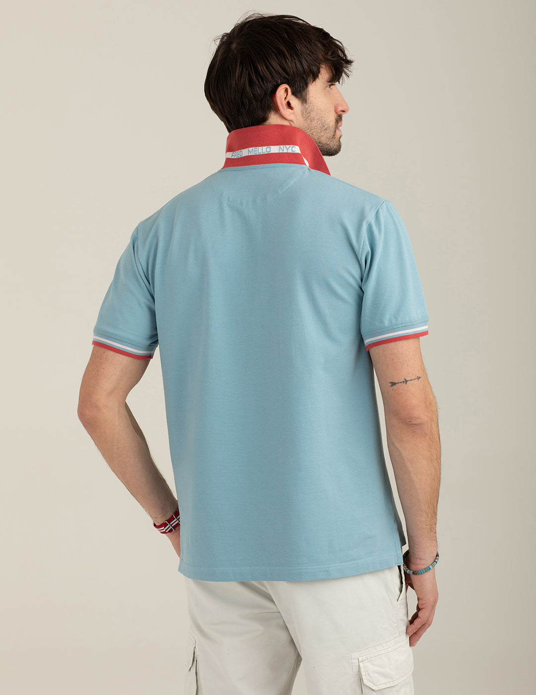 Polo in piquet stretch uomo aqua fm26s07qu cc-a0712 Polo in piquet stretch