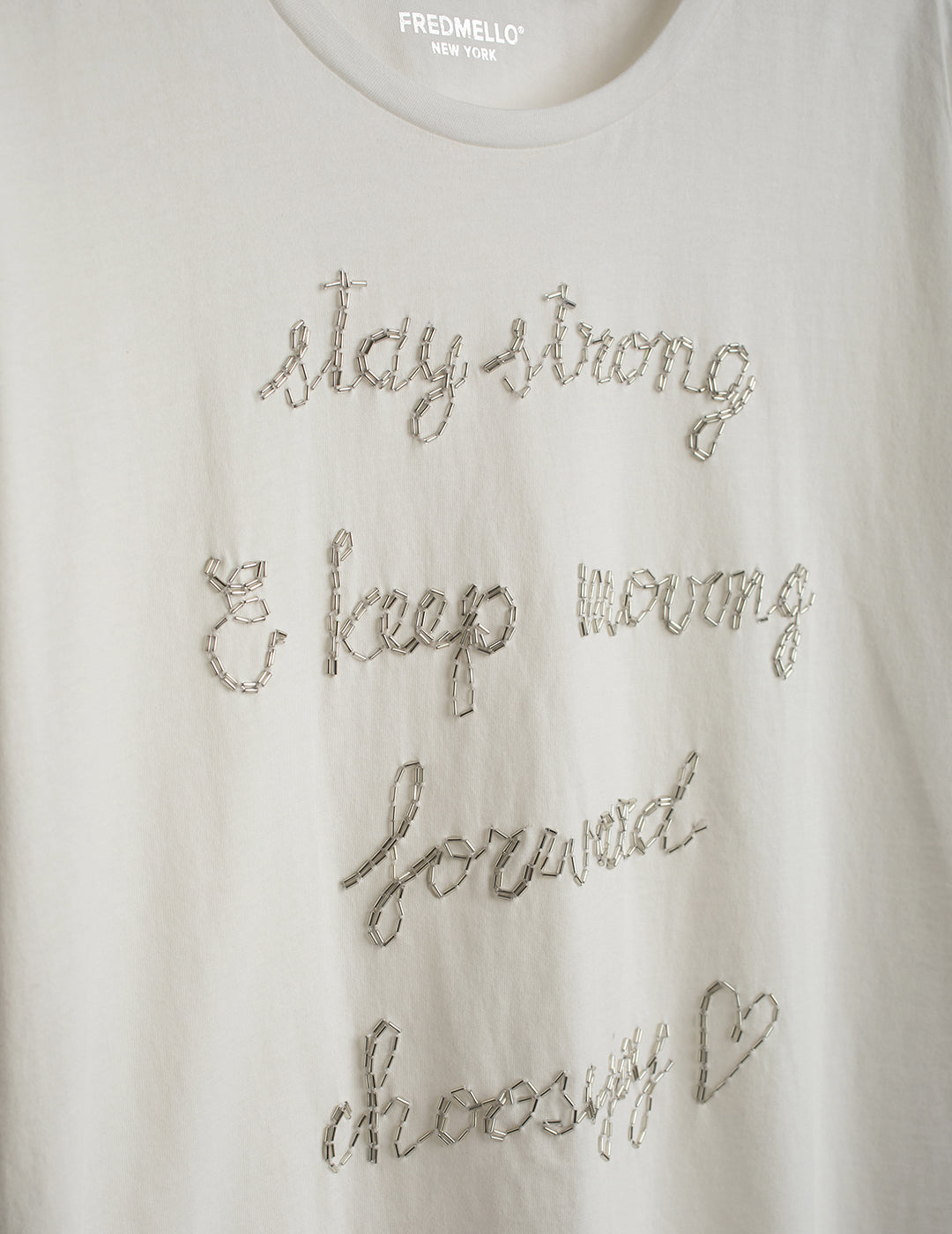 Crew Neck T-Shirt with Hand-Embroidered Beads woman off white fw26s17tg cc-a0002 Crew Neck T-Shirt with Hand-Embroidered Beads