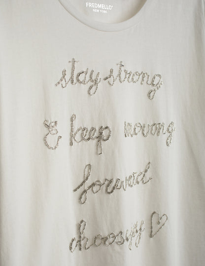 Crew Neck T-Shirt with Hand-Embroidered Beads