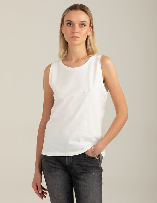 Canotta con dettagli luminosi donna off white fw26s05tu cc-a0002