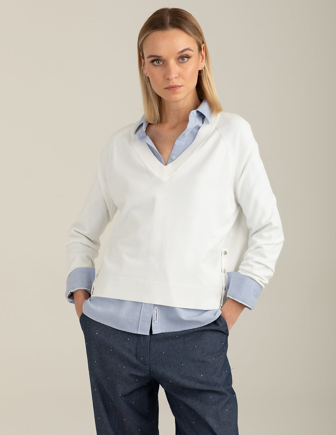 Maglia raglan a manica lunga donna off white fw26s05mv cc-a0002 Maglia raglan a manica lunga