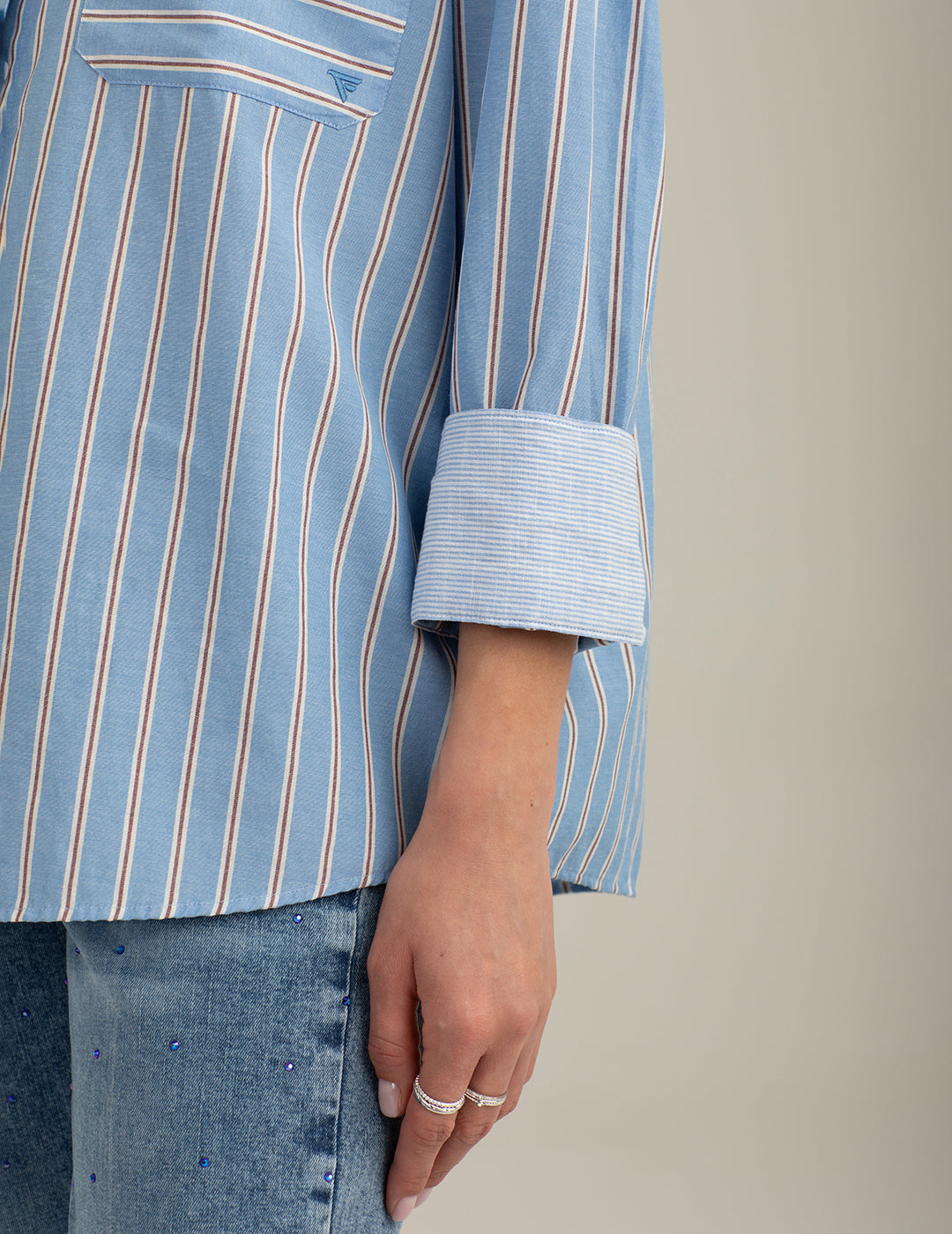 Long-Sleeve Striped Shirt woman light blue fw26s15ct cc-a1001 Long-Sleeve Striped Shirt