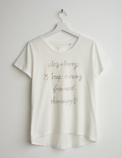 Crew Neck T-Shirt with Hand-Embroidered Beads