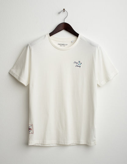 T-shirt girocollo con grafica ricamata