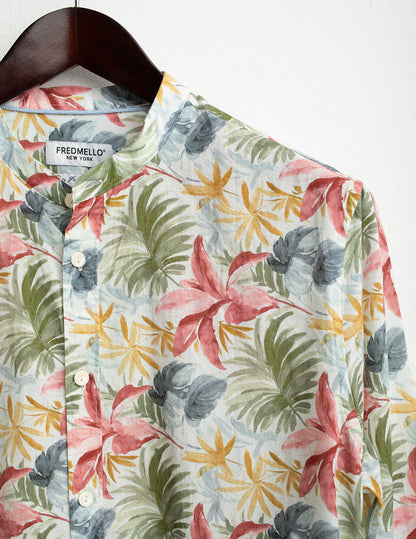Camicia coreana in voilé stampato