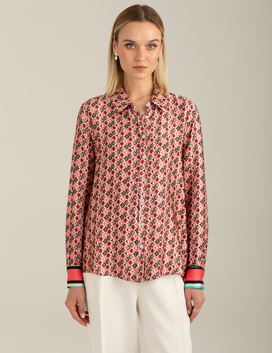 Camicia a manica lunga in raso donna pink fw26s30cs cc-a0406
