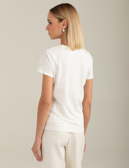 Crew Neck T-Shirt with Graphic and Embroidery