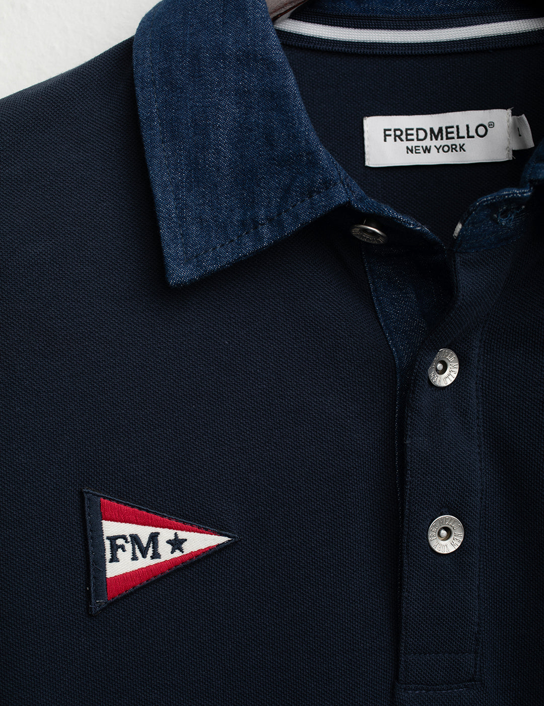 Short-Sleeve Piqué Polo with Denim Details man blue fm26s17qc cc-a0601 Short-Sleeve Piqué Polo with Denim Details