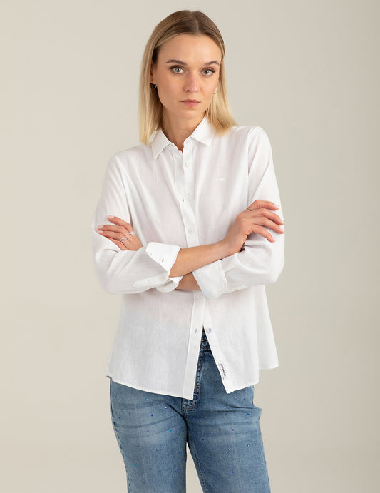 Camicia a manica lunga donna white fw26s03cu cc-a0001