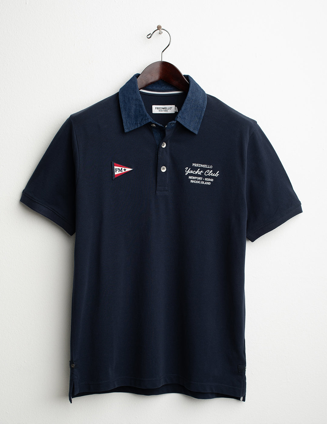 Short-Sleeve Piqué Polo with Denim Details man blue fm26s17qc cc-a0601 Short-Sleeve Piqué Polo with Denim Details