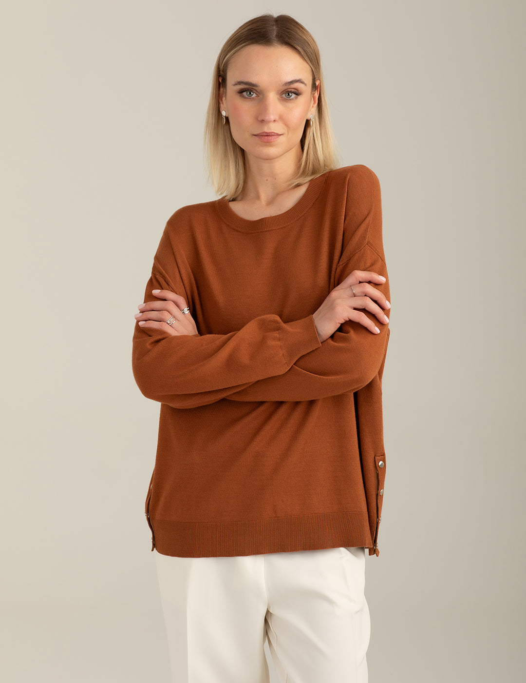 Maglia girocollo a manica lunga donna cortez fw26s06mg cc-a0104 Maglia girocollo a manica lunga