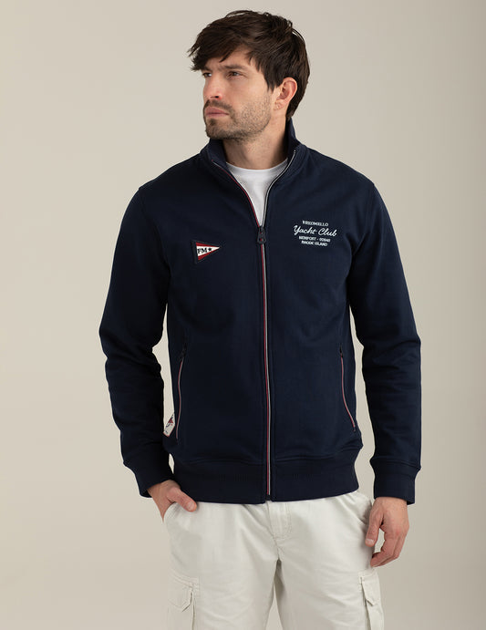 Full-Zip Sweatshirt with Stand Collar man blue fm26s16fz cc-a0601