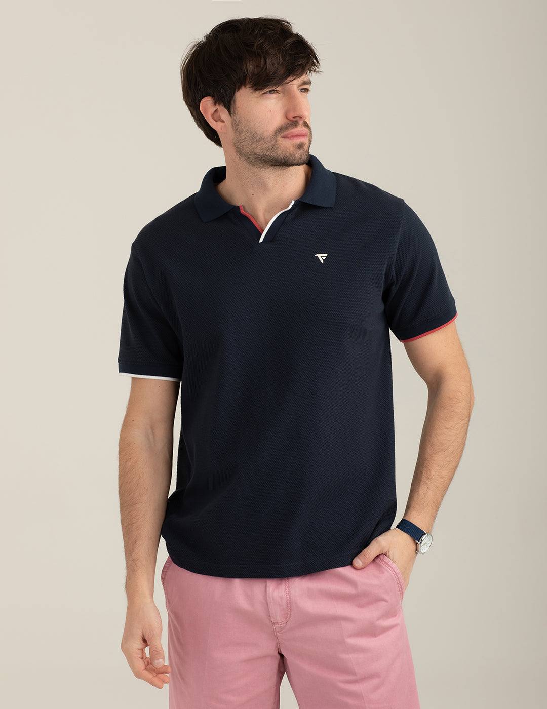 Polo in jacquard macro piquet uomo blue fm26s09qu cc-a0601 Polo in jacquard macro piquet