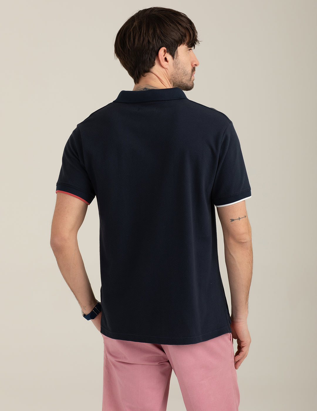Polo in jacquard macro piquet uomo blue fm26s09qu cc-a0601 Polo in jacquard macro piquet