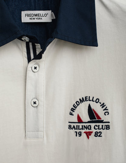 Short-Sleeve Polo with Textured Details