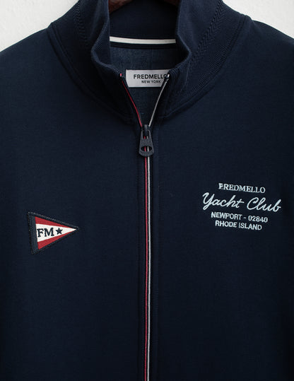 Full-Zip Sweatshirt with Stand Collar