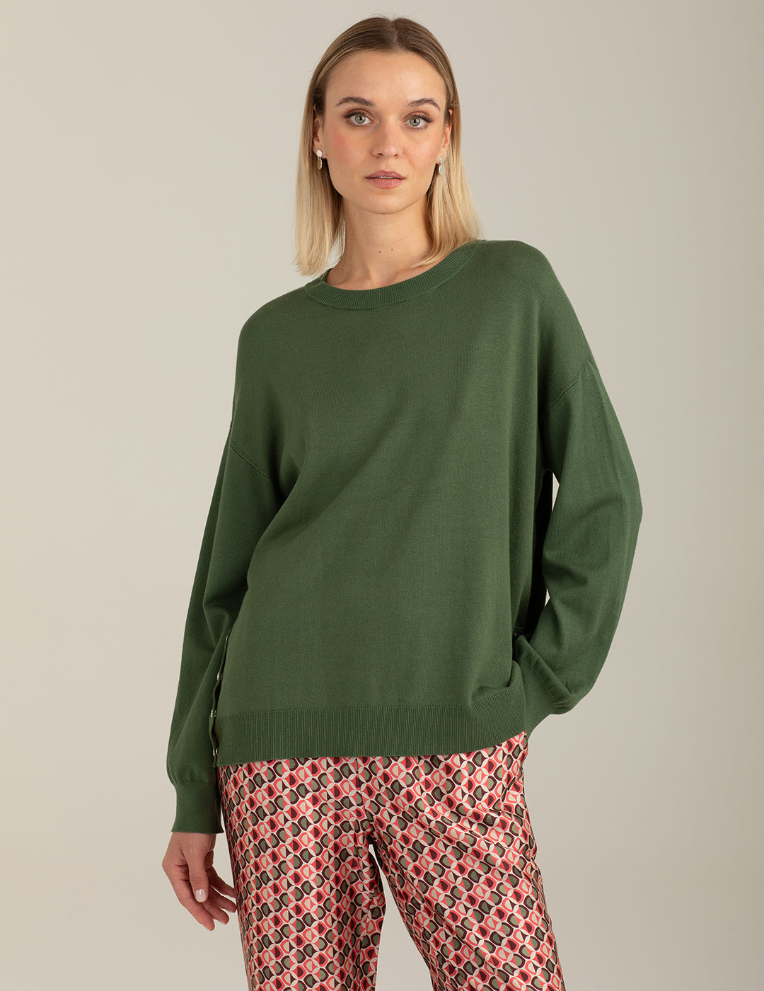 Maglia girocollo a manica lunga donna sage fw26s06mg cc-a0811 Maglia girocollo a manica lunga
