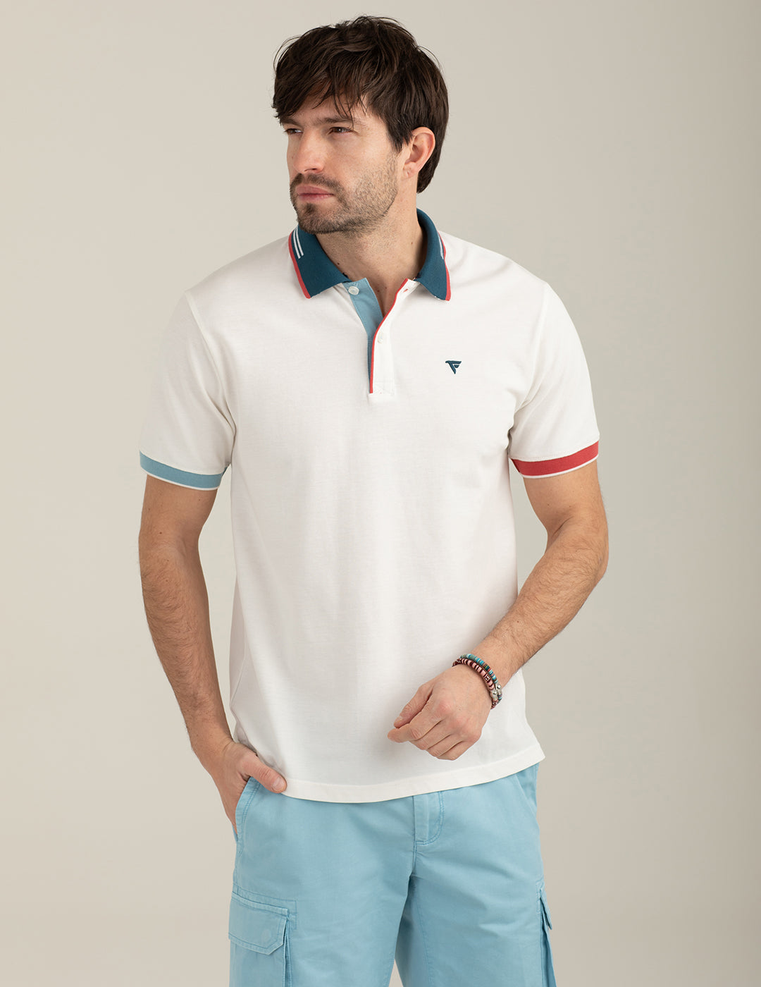 Polo a manica corta color block uomo off white fm26s19qu cc-a0002 Polo a manica corta color block