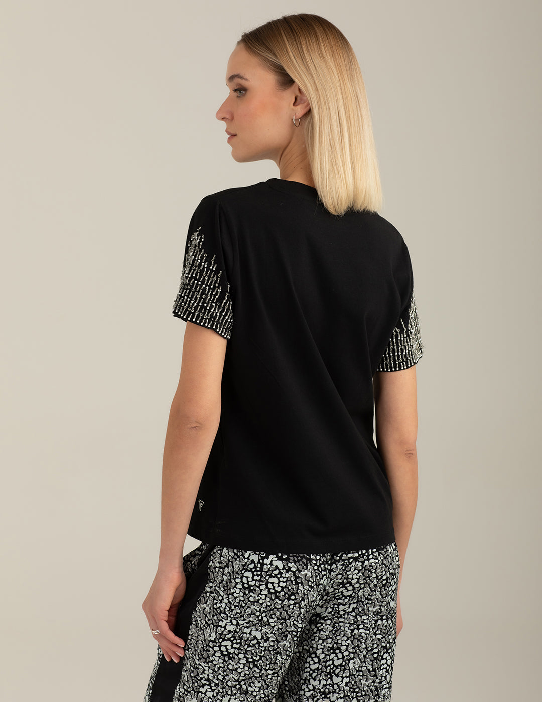 Crew Neck T-Shirt with Hand-Embroidered Beads woman black fw26s21tg cc-a0951 Crew Neck T-Shirt with Hand-Embroidered Beads