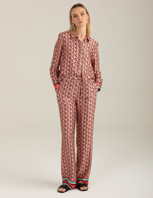 Pantalone in raso stampato donna pink fw26s30pt cc-a0406