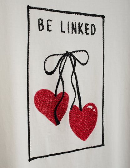 Crew-Neck T-Shirt with Graphic and Rhinestones