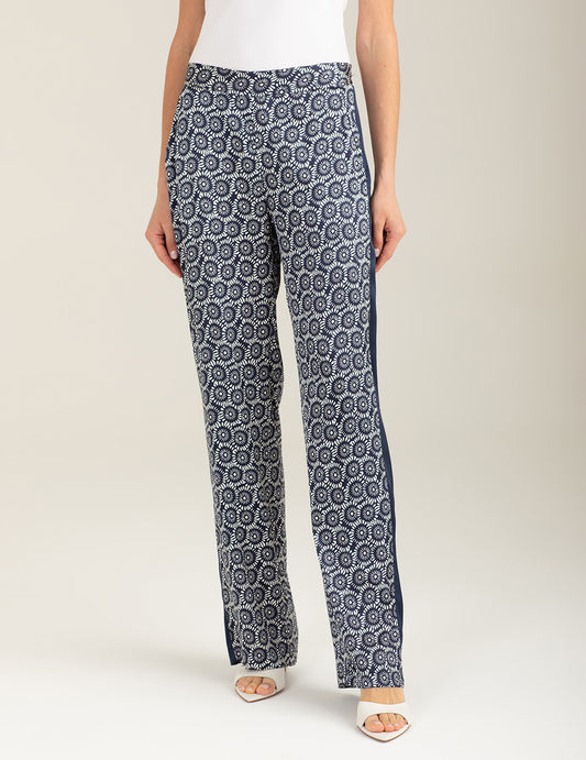 Pantalone in raso stampato donna blue fw26s30pt cc-a0601