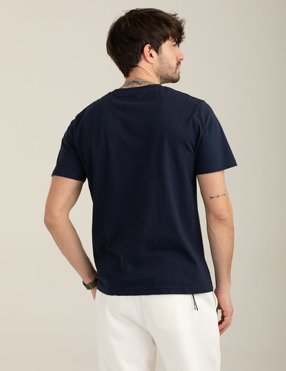 T-shirt girocollo con stampa effetto used