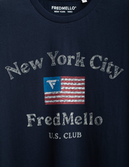 T-shirt girocollo con stampa effetto used