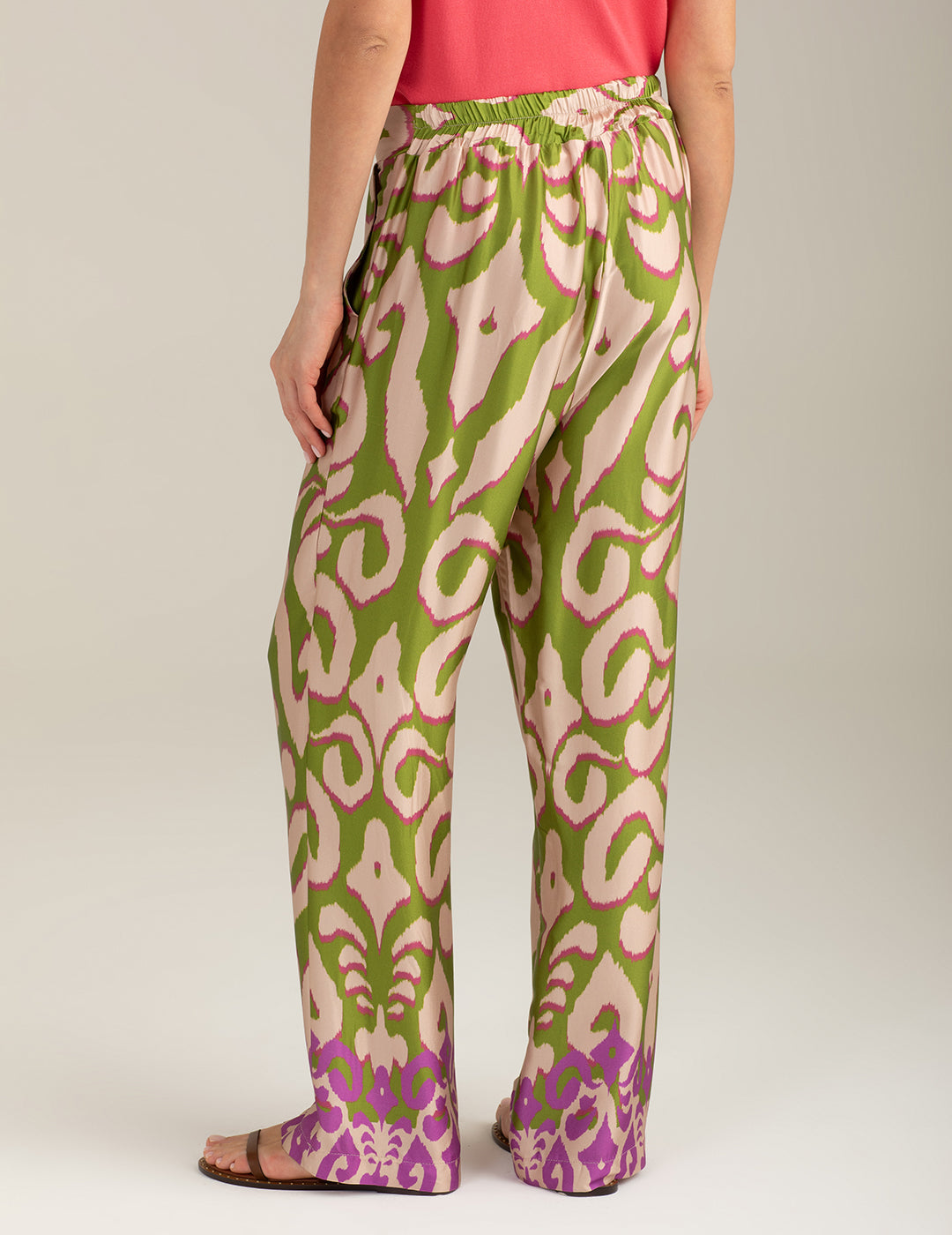 Printed Satin Trousers woman sage fw26s30pt cc-a0811 Printed Satin Trousers