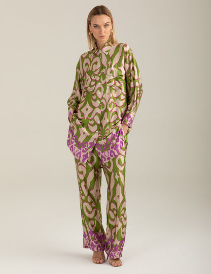 Printed Satin Trousers