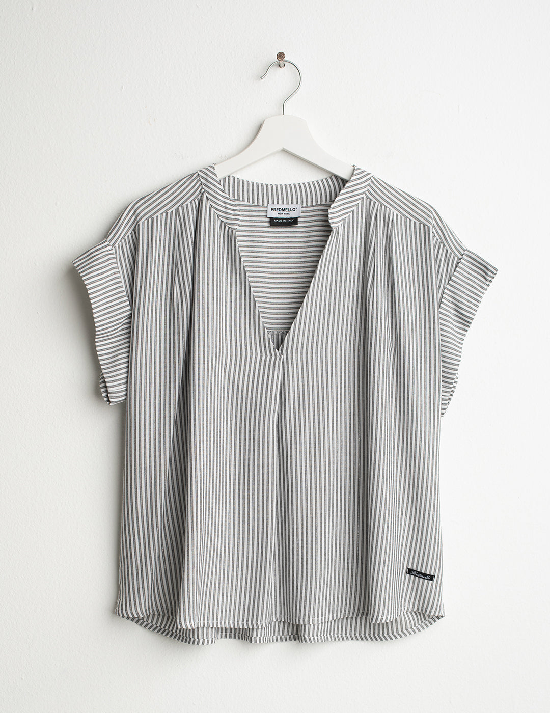 Sleeveless Corean Collar Top with Lurex Stripe woman black fw26s29tf cc-a0951 Sleeveless Corean Collar Top with Lurex Stripe