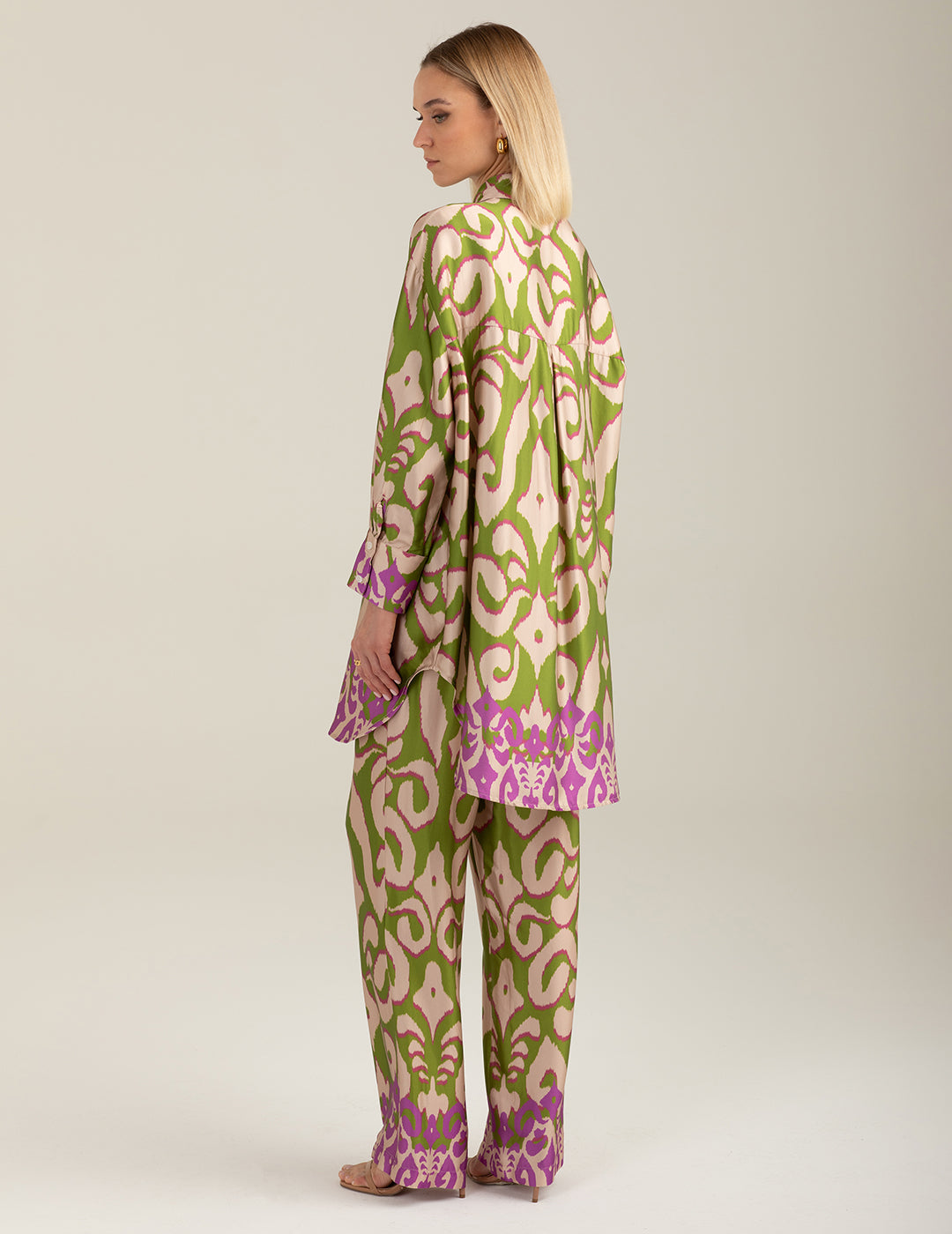 Printed Satin Trousers woman sage fw26s30pt cc-a0811 Printed Satin Trousers